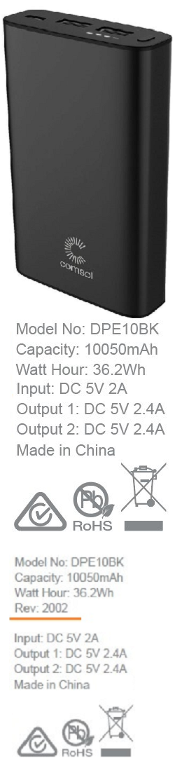 Comsol 10000mAh Aluminium Dual Port Powerbank Black CODPE10BK