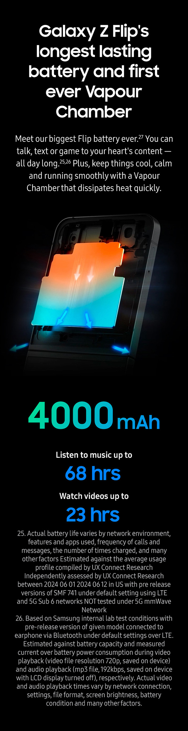 Galaxy Z Flip's longest lasting battery and first ever Vapour Chamber