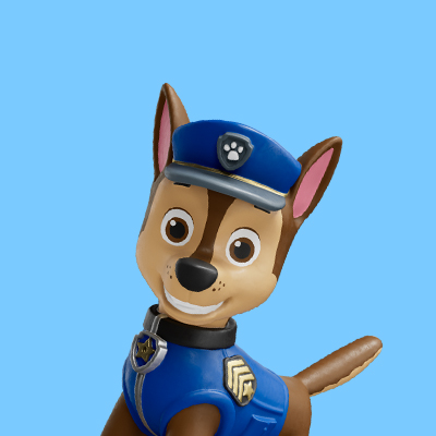 Image of PAW Patrol figurine on blue background